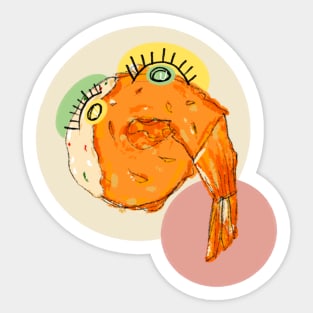 shrimp on the round Sticker